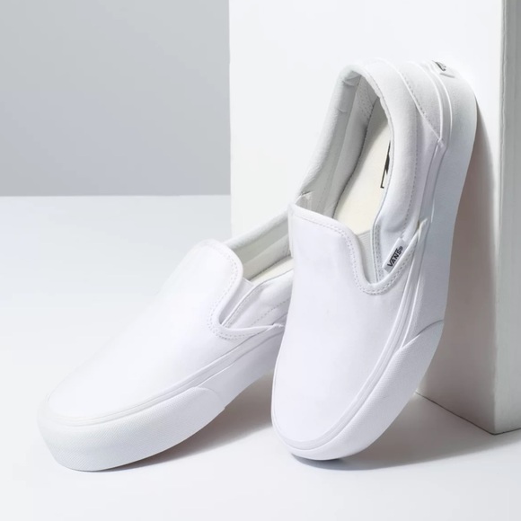 Vans Shoes - Vans White Platform Slip On